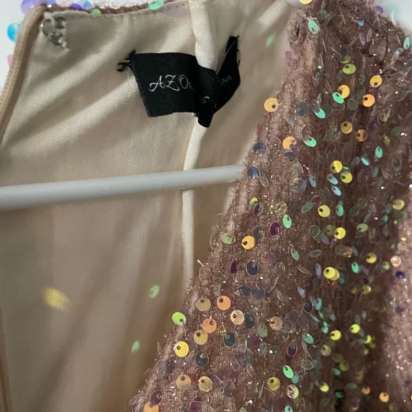 Azazie champagne shimmer dress - Picture 6 of 8